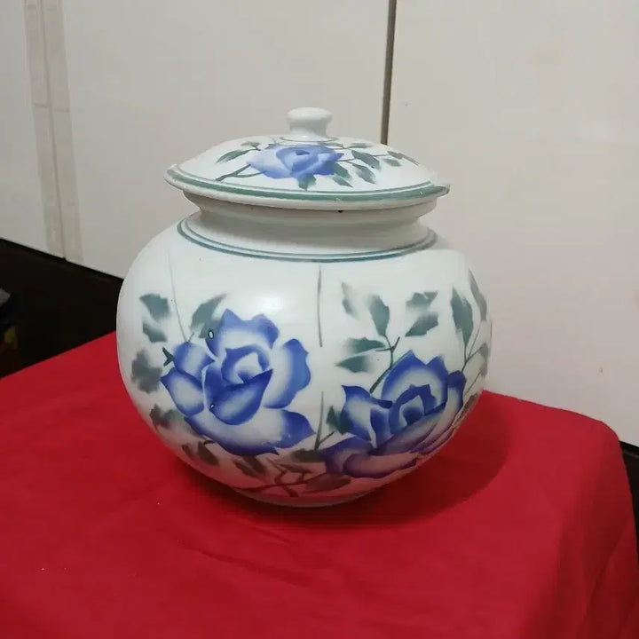 [BUNJANG] Joseon Dynasty Celadon Porcelain Jar with Lid / 청화 백자