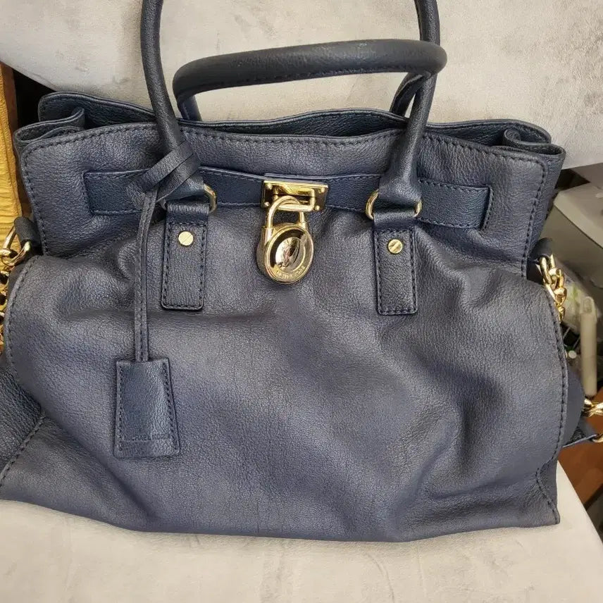 [BUNJANG] Michael Kors Hamilton Navy Leather Tote Bag / 마이클코어스 토트백 네이비