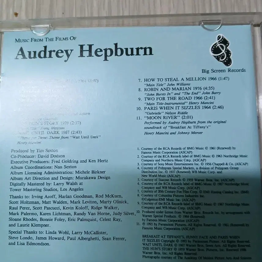 [BUNJANG] Audrey Hepburn Big Screen Records Movie Soundtrack CD / 오드리 헵번 영화 음악 CD Big Screen Records