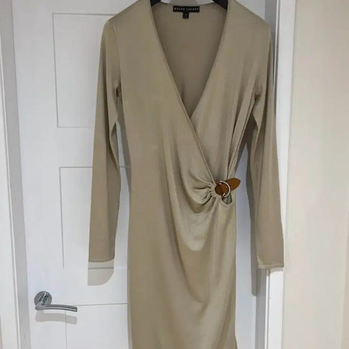[BUNJANG] Ralph Lauren Beige Buckle Long Wrap Dress / 랄프 로렌 랩 원피스