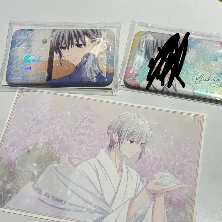 [BUNJANG] Fruits Basket Shanghai Pop-Up Square Can Badge &amp; Postcard Set (Soma Yuki) / 후르츠바스켓 상하이팝업 사각캔뱃지 엽서 소마 유키
