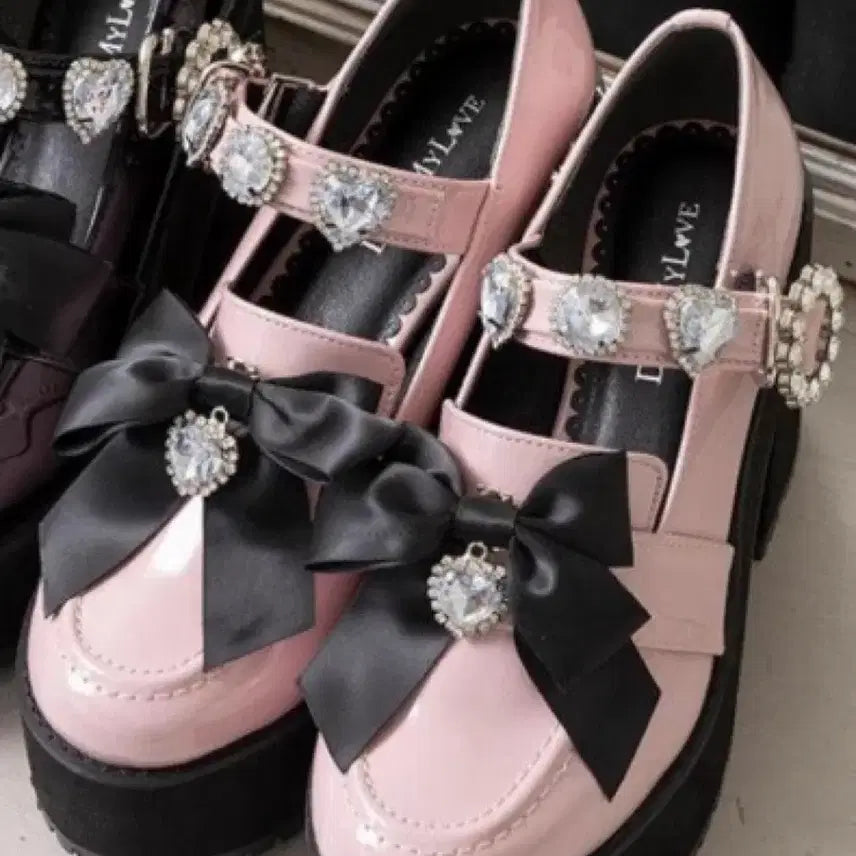 [BUNJANG] DearMyLove Pink Ribbon Platform Shoes Size 225 / 디어마이러브 디마럽 핑크 리본 통굽225