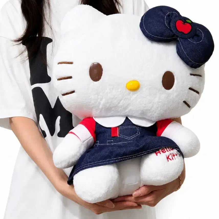 [BUNJANG] Hello Kitty Blue Overalls Dress Large Plush 45cm / 헬로키티 대형인형 45cm 새상품