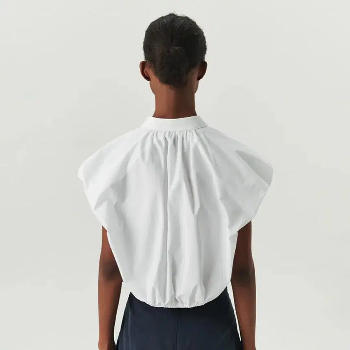[BUNJANG] Reba Volume Sleeveless Shirt White / 르바 볼륨 슬리브리스 셔츠 화이트
