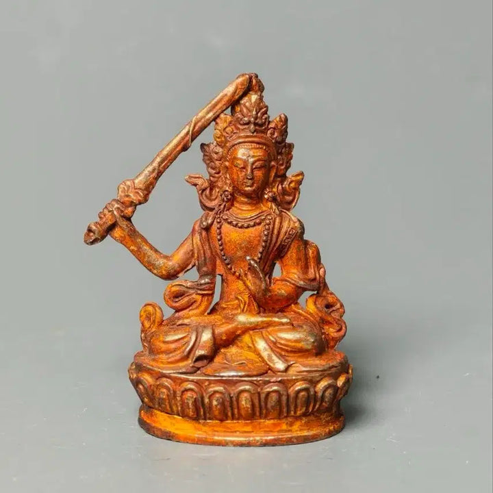 [BUNJANG] Tibetan Nepalese Gilt Bronze Manjushri Seated Statue Antique Art Collectible Buddhist / 티벳 네팔 금동 문수보살 좌상 불상 골동품 고미술품 수집품 불교