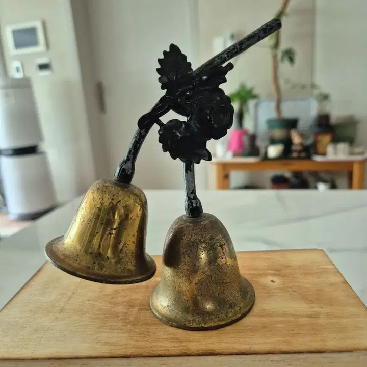 [BUNJANG] French Antique Bronze Brass Rose Decorative Bell Set / 프랑스 앤틱 브론즈 브라스 장미 장식벨