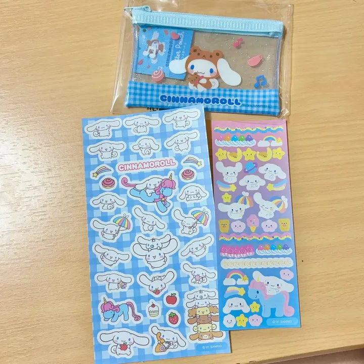 [BUNJANG] Cinnamoroll Pouch and Sticker Set / 시나모롤 파우치 스티커 세트