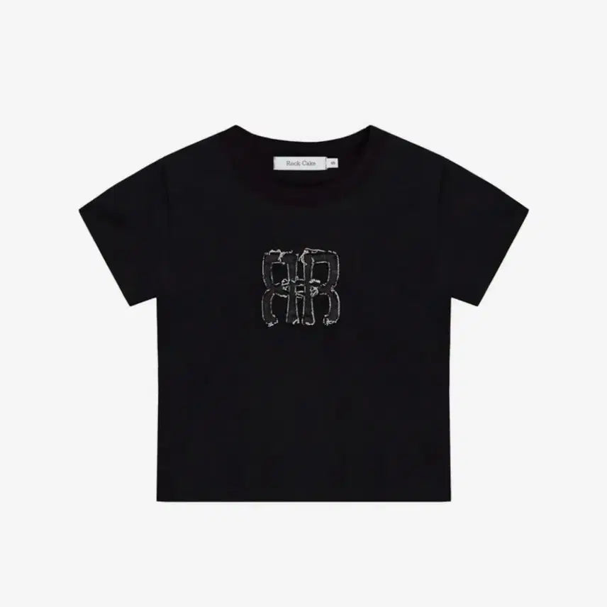 [BUNJANG] Rock Cake Logo Denim Semi-Crop Short Sleeve T-Shirt / 락케이크 로고 데님 세미크롭 반팔