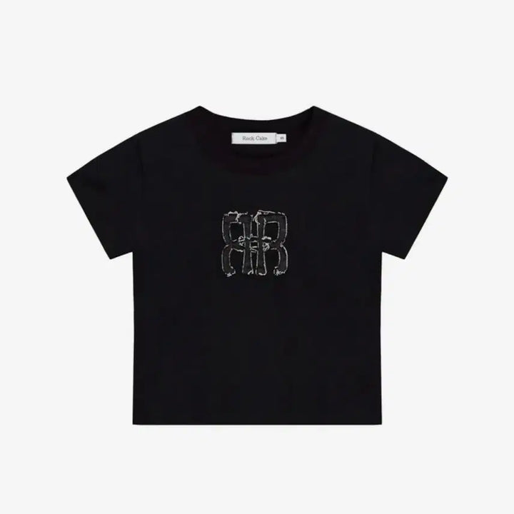 [BUNJANG] Rock Cake Logo Denim Semi-Crop Short Sleeve T-Shirt / 락케이크 로고 데님 세미크롭 반팔