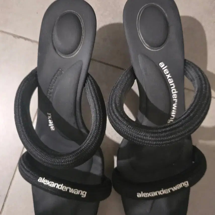 [BUNJANG] Alexander Wang Black Leather Mule Sandals Heel Size 38 / 알렉산더왕 샌들 힐 뮬 블랙샌들 정품 38사이즈