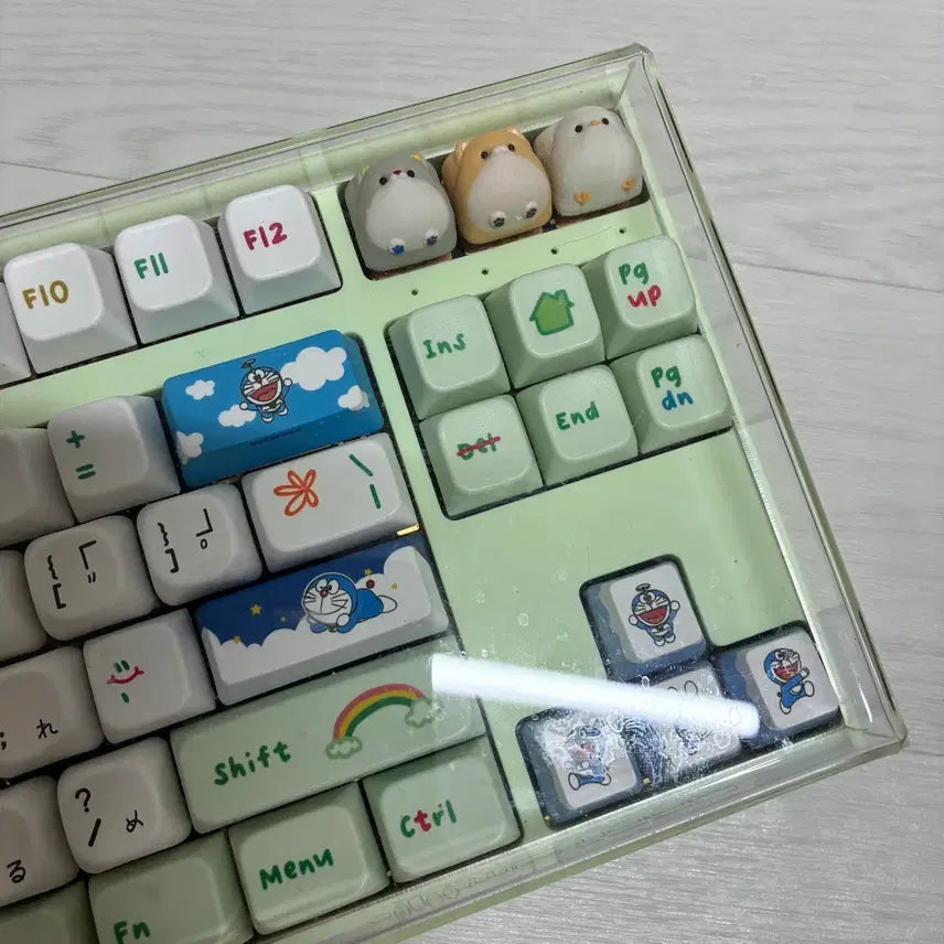 [SOLD OUT] 그루브스톤 gv10 그린+도라에몽 키캡+아티산키캡+일어자판(밀키축45)