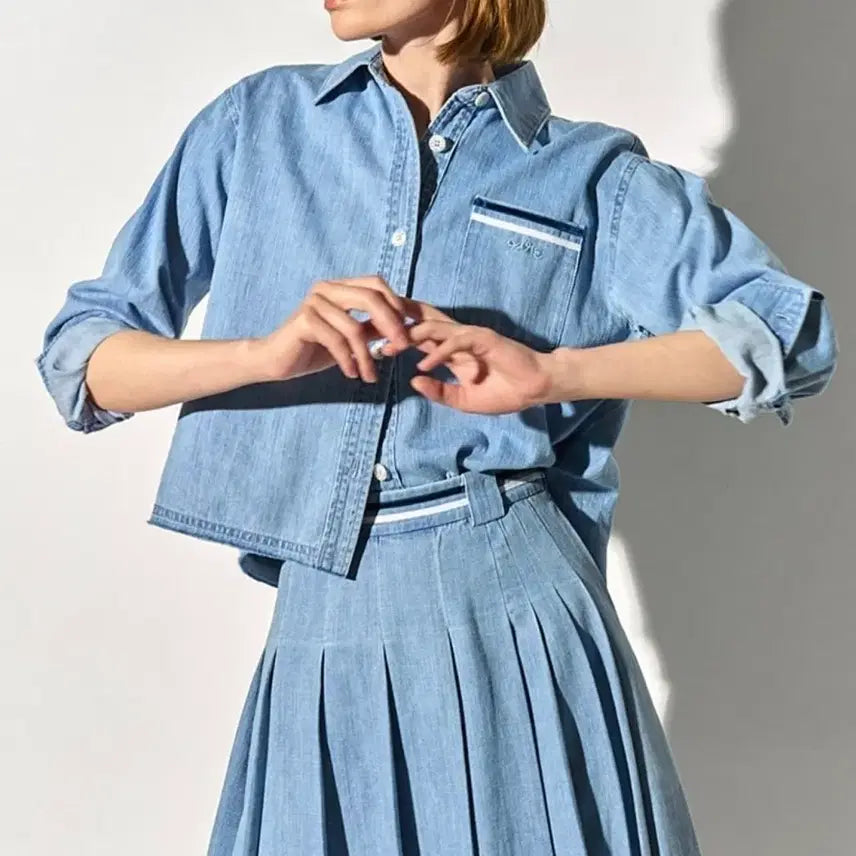 [BUNJANG] 23 TIME Colorline Denim Shirt Jacket / 23 타임 컬러라인 데님셔츠 자켓