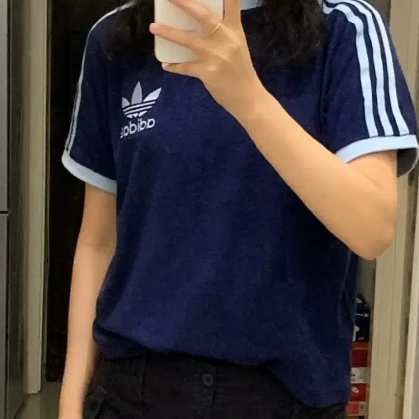[BUNJANG] Adidas Navy Terry Short Sleeve T-Shirt XS / 아디다스 네이비 테리 반팔티 XS