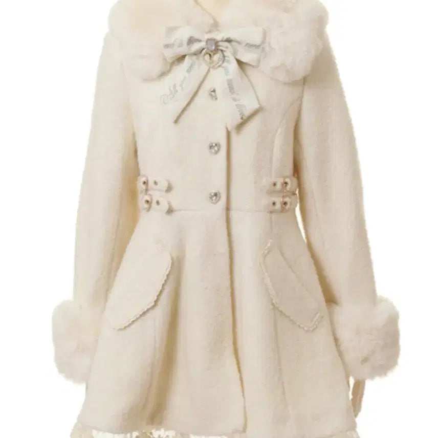 [BUNJANG] Lizlisa Ribbon Bijou A-Line Fur Collar Mini Coat / 리즈리사 리본비쥬 A자 퍼카라 미니 코트 양산형 지뢰계 양지뢰