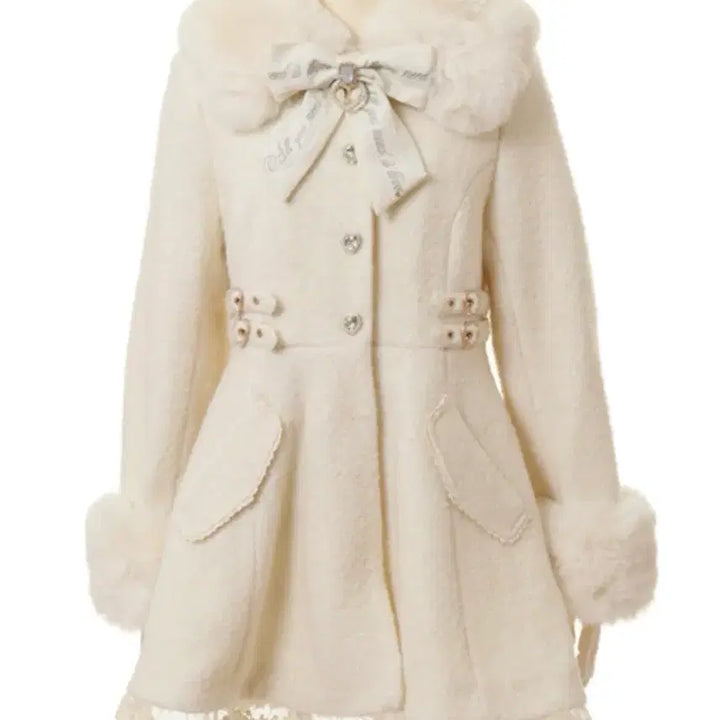 [BUNJANG] Lizlisa Ribbon Bijou A-Line Fur Collar Mini Coat / 리즈리사 리본비쥬 A자 퍼카라 미니 코트 양산형 지뢰계 양지뢰