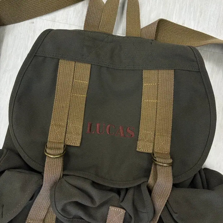 [BUNJANG] Lucas 90s Vintage Backpack Bag Khaki / 90년대 루카스 빈티지 대장급 백팩 가방 카키