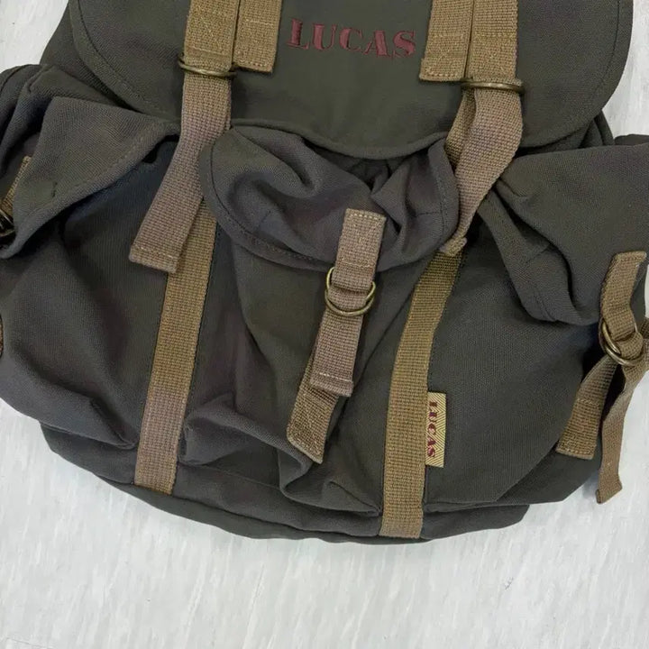 [BUNJANG] Lucas 90s Vintage Backpack Bag Khaki / 90년대 루카스 빈티지 대장급 백팩 가방 카키