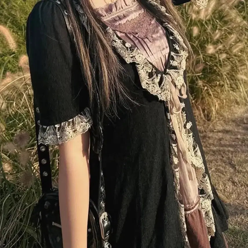[BUNJANG] Axixfarm Layered Dress Gothic Antique / (착샷)엑시즈팜 레이어드 원피스 고스 고딕 앤틱 라떼갸루