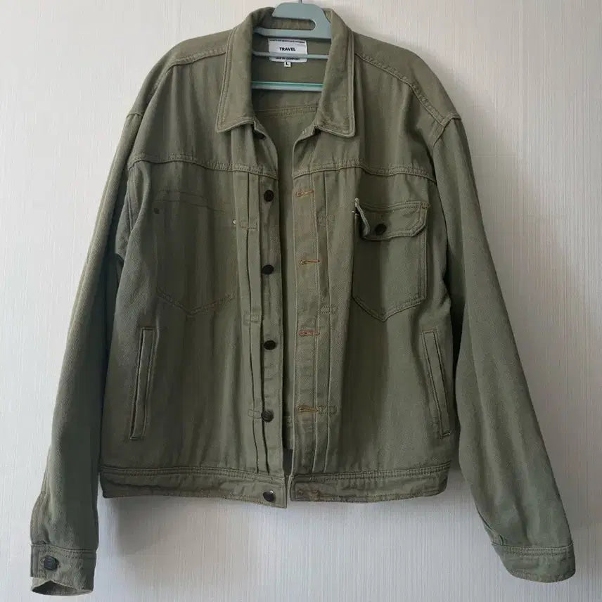 [BUNJANG] TRAVEL Khaki Denim Jacket / TRAVEL 연카키 컬러 청자켓