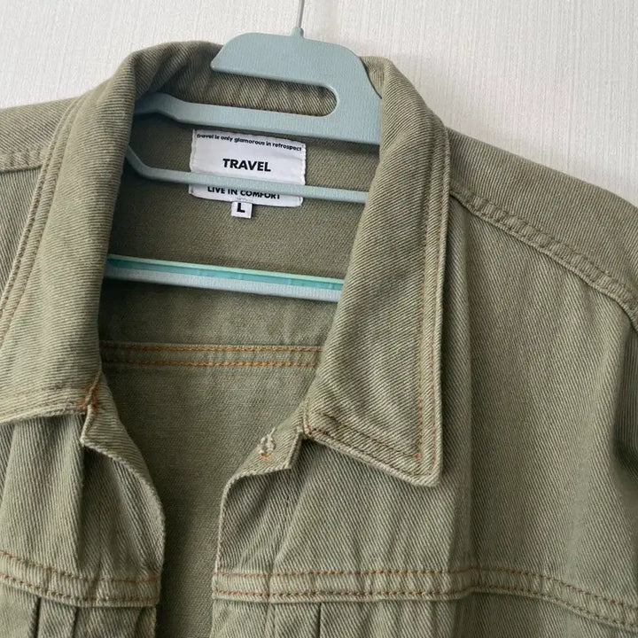 [BUNJANG] TRAVEL Khaki Denim Jacket / TRAVEL 연카키 컬러 청자켓