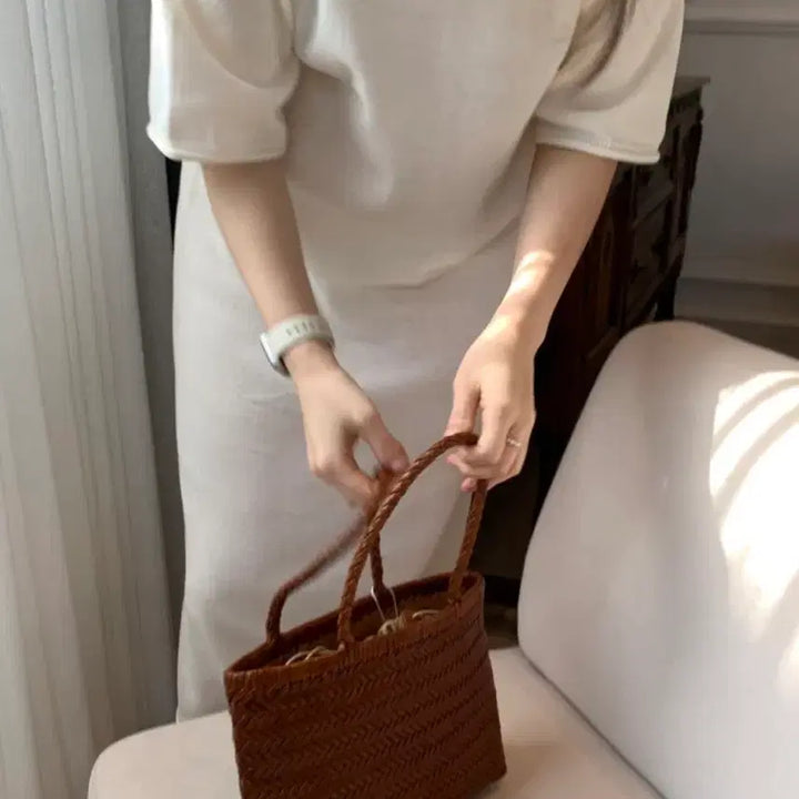 [BUNJANG] AIMERE Natural Cowhide Rattan Dragon Bag Mini (Tan) / 쇼핑몰 아이메르 천연소가죽 라탄백 드래곤백 미니 탄 컬러