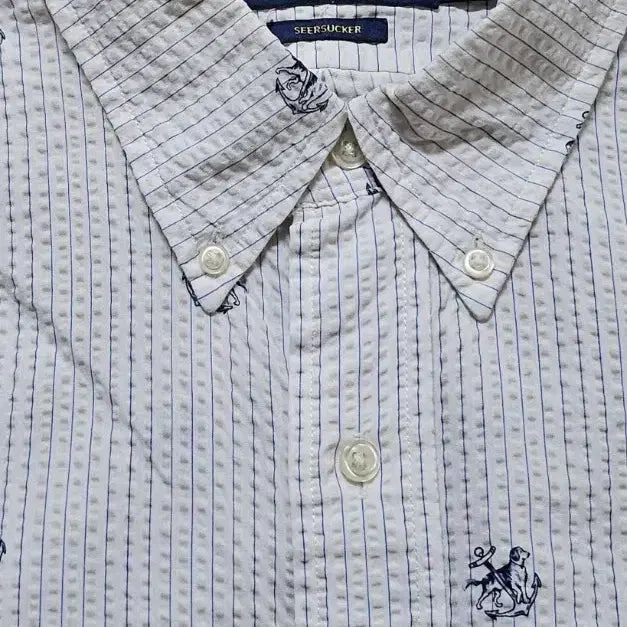 [BUNJANG] Polo Ralph Lauren Seersucker Short-Sleeve Shirt / 폴로 랄프로렌 시어서커 반팔 셔츠