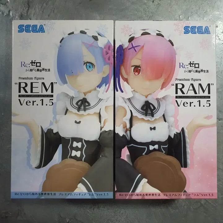 [BUNJANG] Re:Zero Sega Premium 1.5 Ver. Ram &amp; Rem Figure Set / 리제로 피규어 - Sega 프리미엄 1.5 버전 렘, 람 세트
