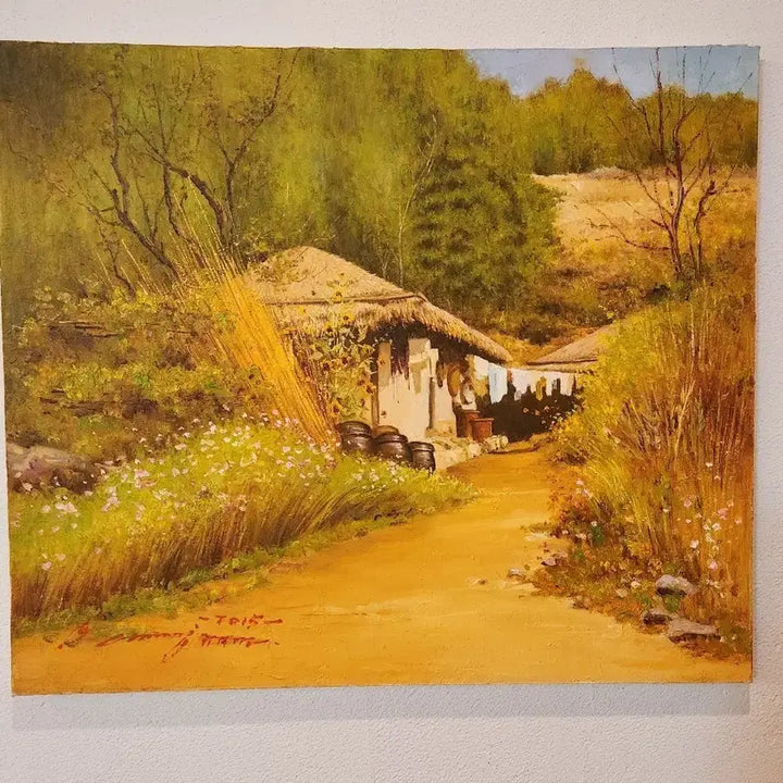 [BUNJANG] Korean Hometown Scenery Oil Painting / 가을의 기억 나의살던 고향 유화,원화