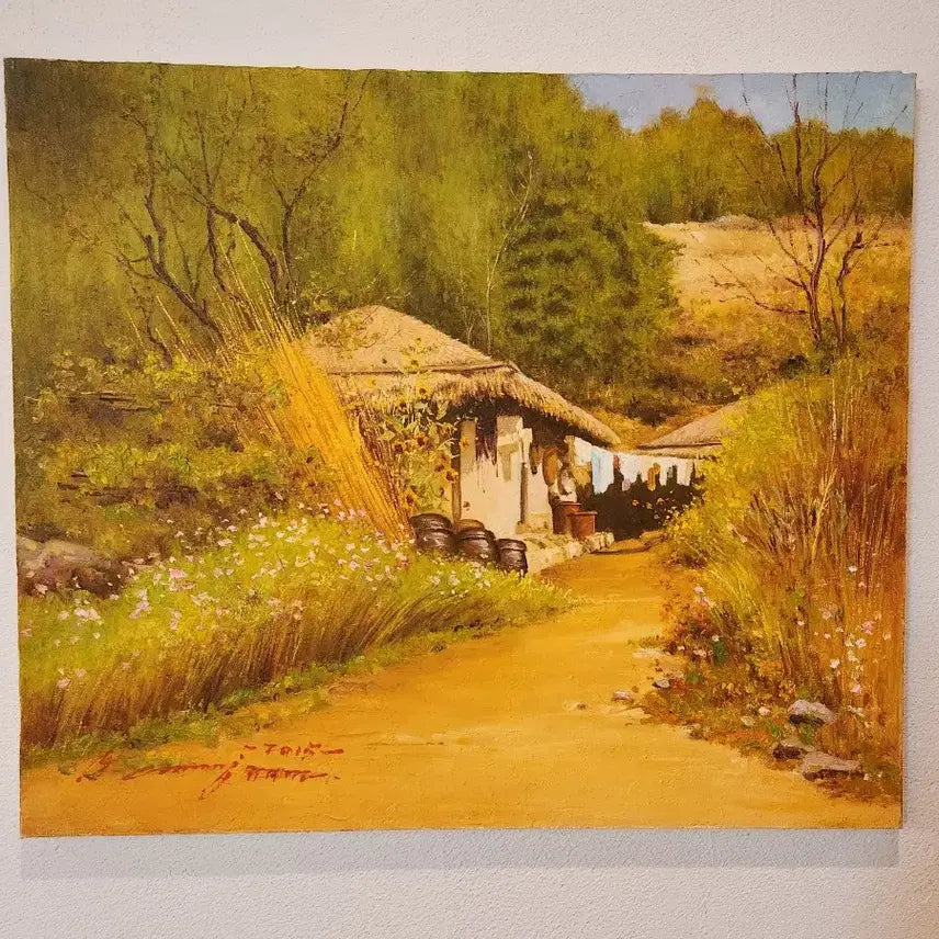 [BUNJANG] Korean Hometown Scenery Oil Painting / 가을의 기억 나의살던 고향 유화,원화