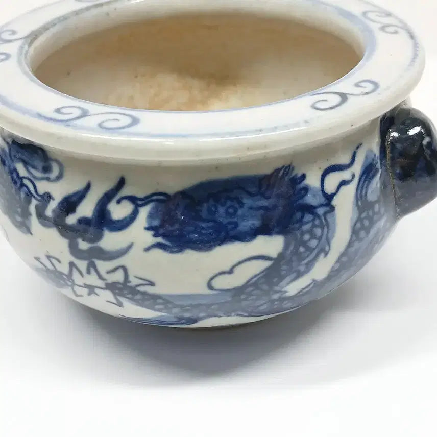 [BUNJANG] Blue and White Porcelain Incense Burner with Dragon Motif / 청화 용문 도자기 향로