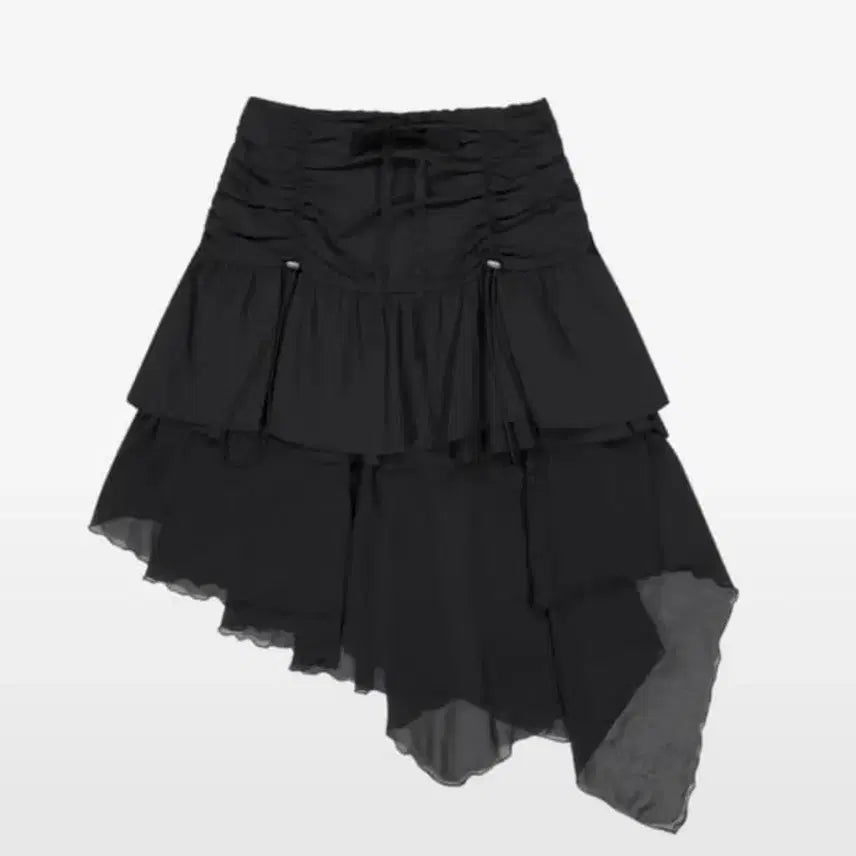 [BUNJANG] DUOUMIO Layered Chiffon Skirt Black / 뚜오미오 레이어드 쉬폰 스커트 블랙