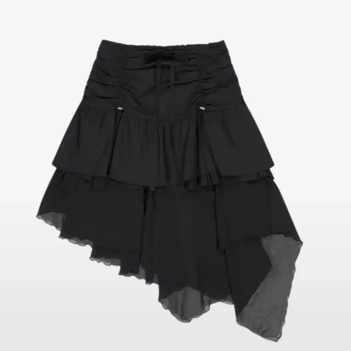 [BUNJANG] DUOUMIO Layered Chiffon Skirt Black / 뚜오미오 레이어드 쉬폰 스커트 블랙