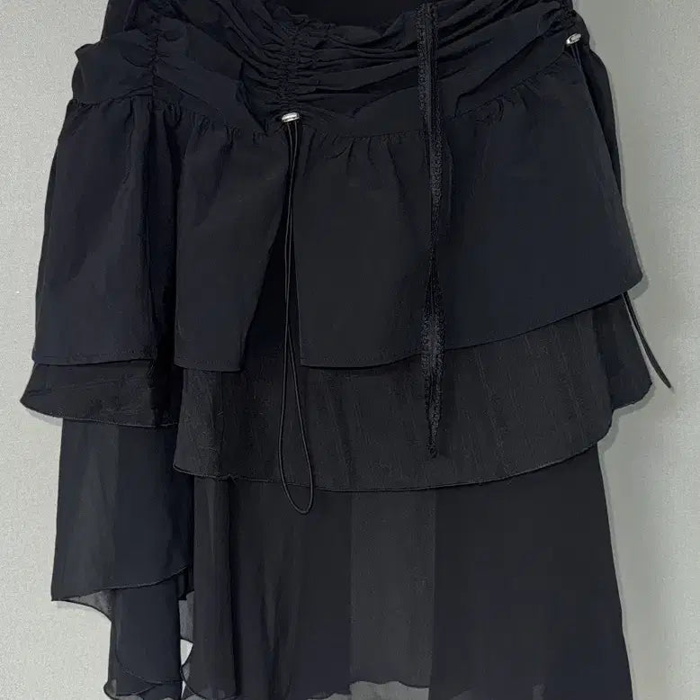 [BUNJANG] DUOUMIO Layered Chiffon Skirt Black / 뚜오미오 레이어드 쉬폰 스커트 블랙