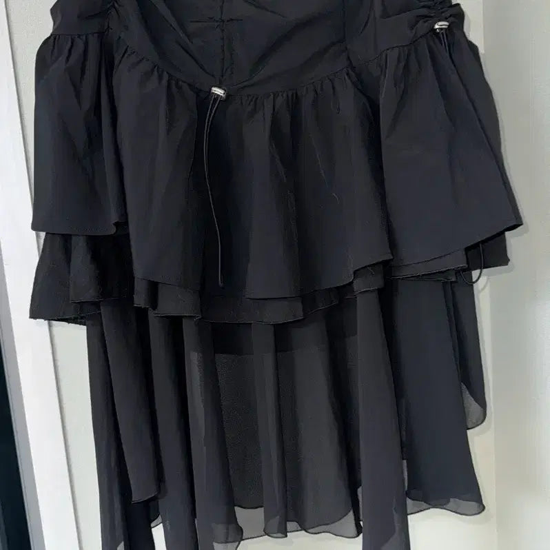 [BUNJANG] DUOUMIO Layered Chiffon Skirt Black / 뚜오미오 레이어드 쉬폰 스커트 블랙