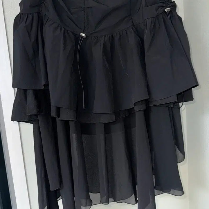 [BUNJANG] DUOUMIO Layered Chiffon Skirt Black / 뚜오미오 레이어드 쉬폰 스커트 블랙