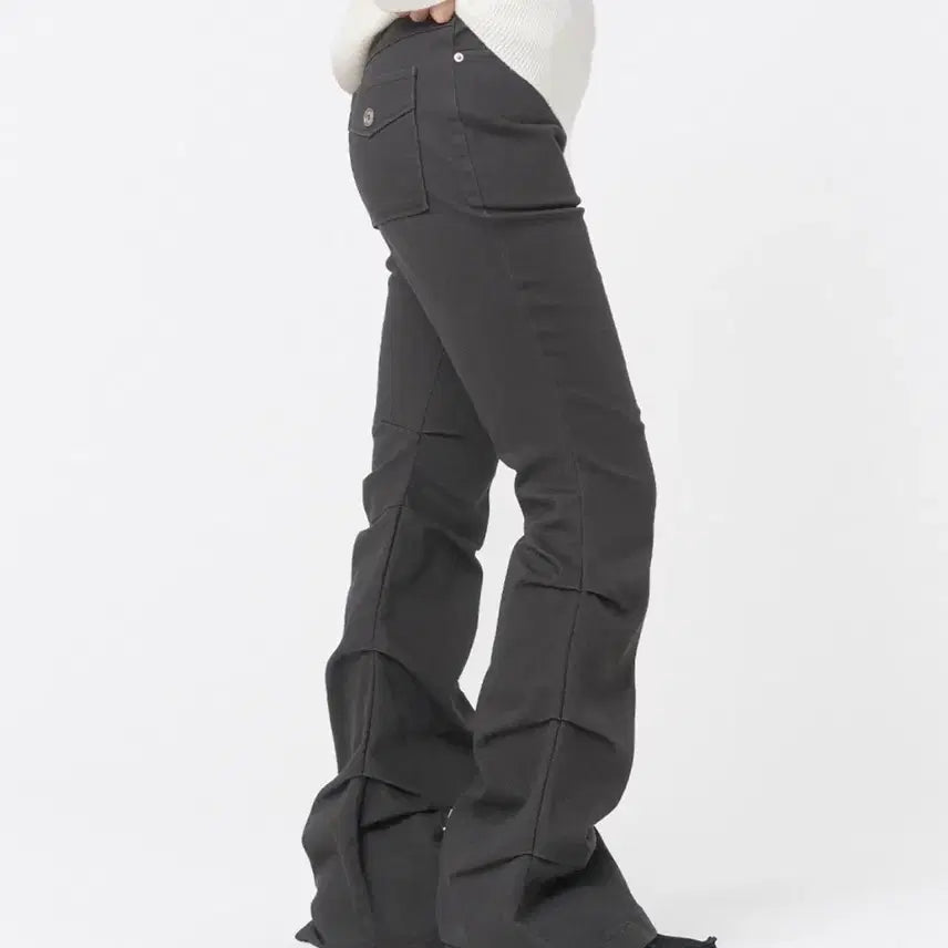 [BUNJANG] Miseki Seoul Shirring Bootcut Pants Charcoal / 새상품) 미세키서울 셔링 부츠컷 팬츠 차콜