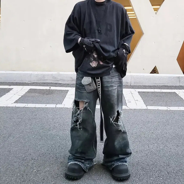 [BUNJANG] Yeezy Gap Engineered by Balenciaga Dove 3/4 Sleeve T-Shirt Washed Black S / 이지 갭 엔지니어드 바이 발렌시아가 도브 3/4 슬리브 티셔츠
