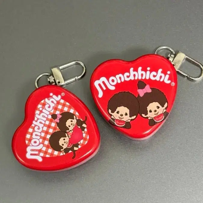 [BUNJANG] Monchhichi Heart Tin Case Keyring / 몬치치 하트 틴케이스