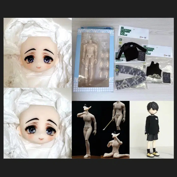 [BUNJANG] Nendoroid Compatible Head with Open Eyes, Face Parts for Obitsu, Figure, Ball-Jointed Doll / 바디의상덤) 넨도헤어호환 개안 헤드 얼굴파츠 오비츠 피규어 구관 bjd