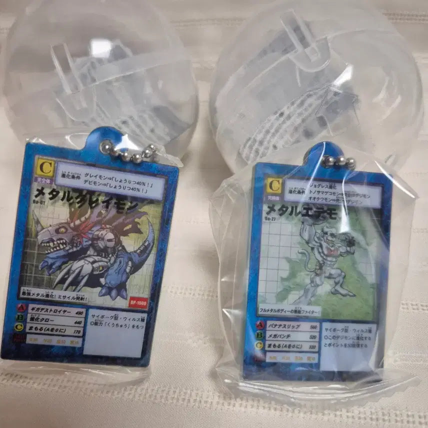 [BUNJANG] Digimon Greymon &amp; Etemon Acrylic Card Gacha Keychain Bundle Set (Sealed) / 일괄) 디지몬 흑메탈그레이몬,메탈에테몬 아크릴 카드 가챠 키링
