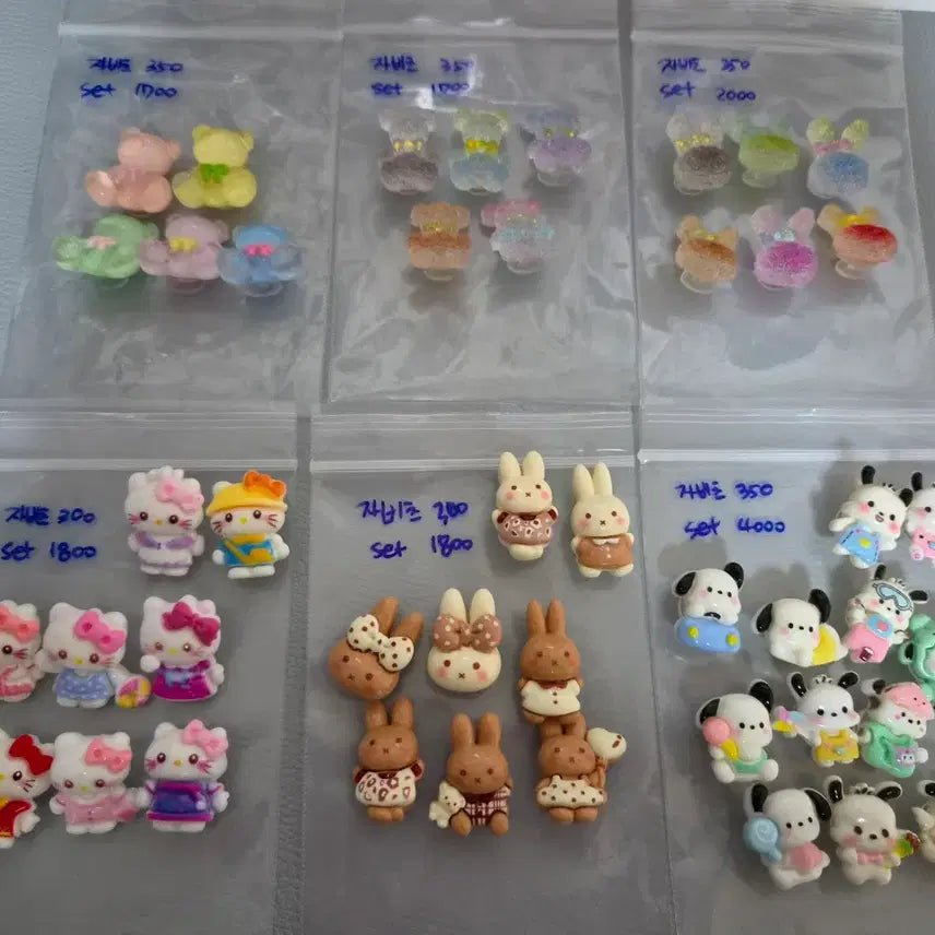 [BUNJANG] Character Shoe Charms Set (Shin-chan, Hello Kitty, Miffy, Bear, Rabbit, Flower) / 캐릭터 지비츠 세트(짱구.키티.미피.곰돌이.토끼.꽃)
