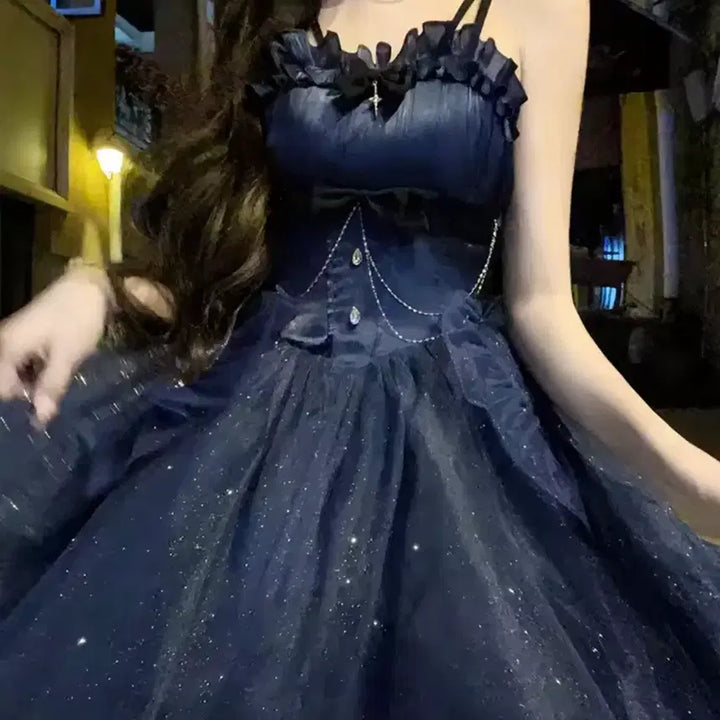 [BUNJANG] Gothic Lolita Graduation Dress - Blue / 졸업사진 파란색 고딕 로리타 드레스