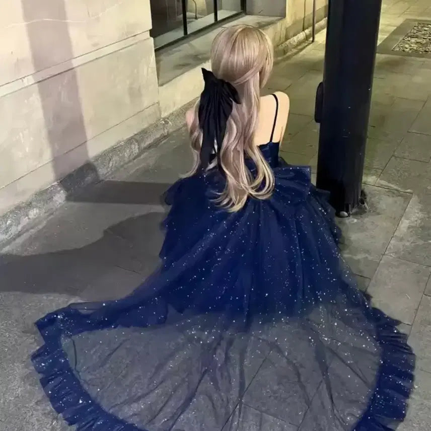 [BUNJANG] Gothic Lolita Graduation Dress - Blue / 졸업사진 파란색 고딕 로리타 드레스