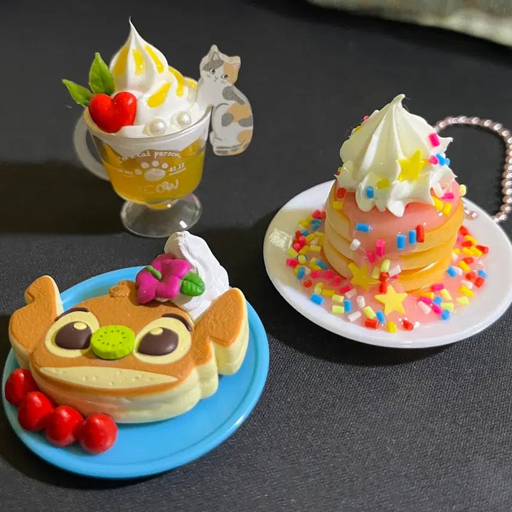 [BUNJANG] Stitch Dessert Miniature Pancake Parfait Bingsu Kit-Saten Set (3 Types) / 디저트 스티치 팬케이크 파르페 빙수 킷사텐 식완 가챠 미니어쳐 메지루시