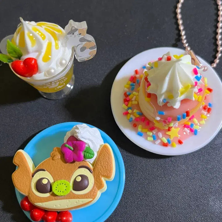 [BUNJANG] Stitch Dessert Miniature Pancake Parfait Bingsu Kit-Saten Set (3 Types) / 디저트 팬케이크 파르페 빙수 킷사텐 식완 가챠 미니어쳐 메지루시