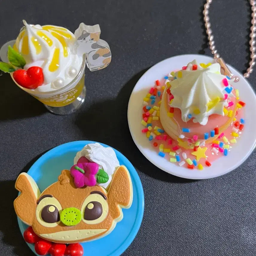 [BUNJANG] Stitch Dessert Miniature Pancake Parfait Bingsu Kit-Saten Set (3 Types) / 디저트 팬케이크 파르페 빙수 킷사텐 식완 가챠 미니어쳐 메지루시