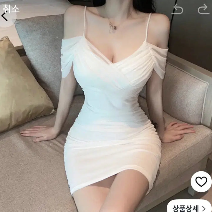 [BUNJANG] Sheer Shirring Mini Dress with String Detail / 에이블리 청순 끈 나시 오프숄더 쉬폰 셔링 미니 원피스
