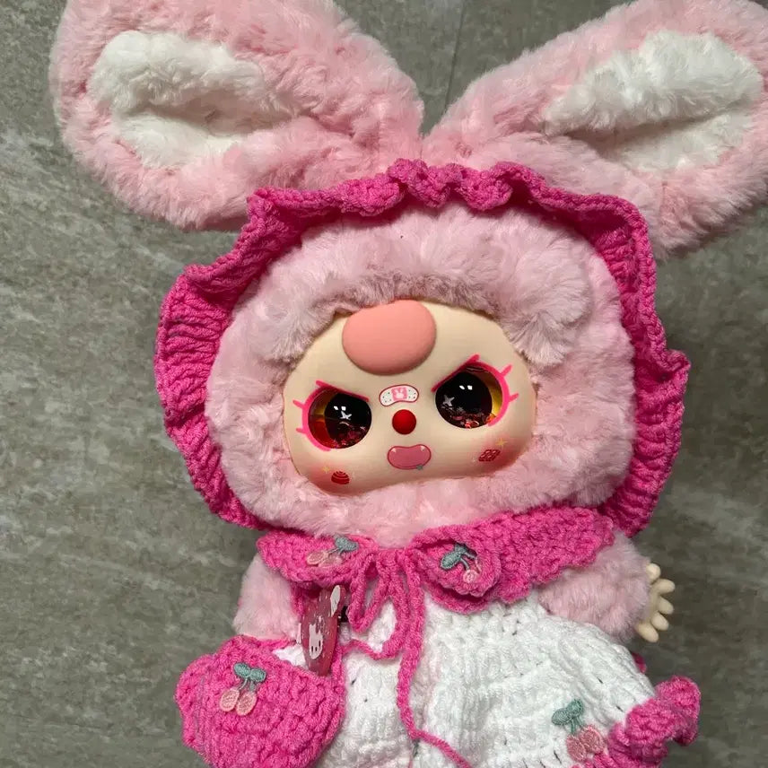 [BUNJANG] BABYSSRI 400 Pink Fur Custom Doll with Cherry Accessory / 베이비쓰리400 핑물 뜨개옷커스텀