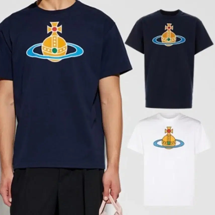 [BUNJANG] Vivienne Westwood Short Sleeve T-Shirt Navy White / 정품/무료배송) 비비안 웨스트우드 반팔 , 네이비 화이트