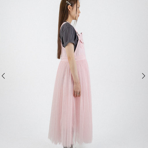 [BUNJANG] Shakiri Angel Denim Tulle Overalls Dress Pink / 새상품) 샤키리 Shakiri 엔젤 데님 튤 오버롤 드레스 원피스 핑크